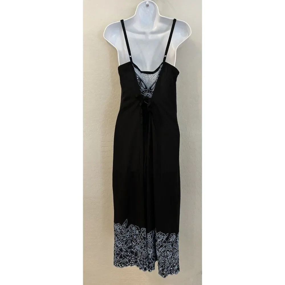 Button Down Embroidered Lace Bohemian Dress 90’s Western Coastal Cowgirl - Picture 8 of 15